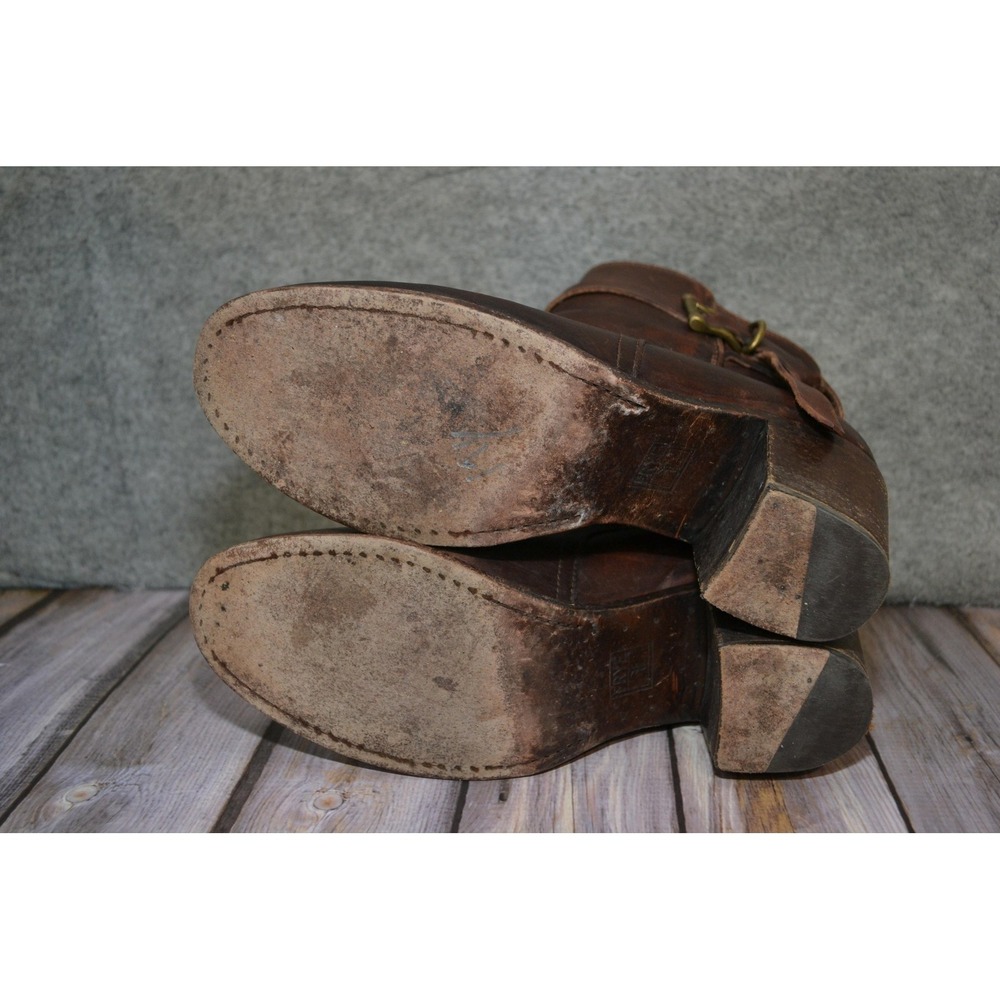 Frye Boots Womens Size 9 B Brown Leather Ankle Buckle Booties Malorie Knotted - Picture 11 of 14